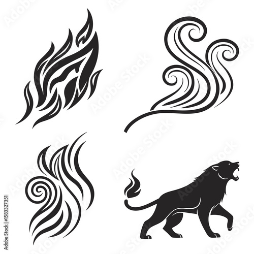 Wallpaper Mural Roaring lion and abstract swirls tribal Torontodigital.ca