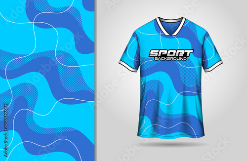 Abstract wavy background for sports jersey design blue color