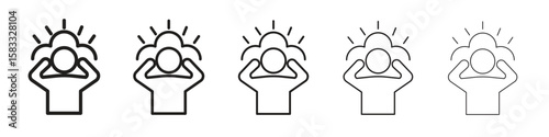 Anxiety icon vector Art line Illustrations collection