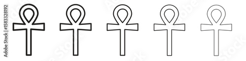 Ankh icon vector Art line Illustrations collection