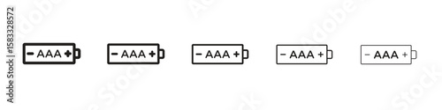 AAA battery icon vector Art line Illustrations collection