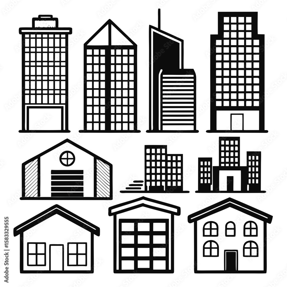 Obraz premium Urban building outlines buildings architecture