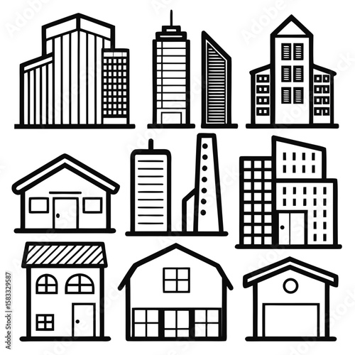 Urban building outlines architecture city