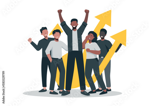 Celebrating Success Teamwork Upward Growth Diverse Group Achievement Goal Setting Opportunity Progress Positive Momentum