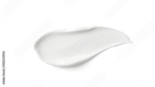 Isolated swoop of a plain white smooth substance, perhaps a cosmetic product on a blank white surface