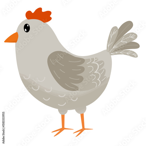 Casual mother hen, Cute mom chicken and chick cartoon vector illustration