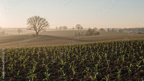 Farmland at the onset of early spring