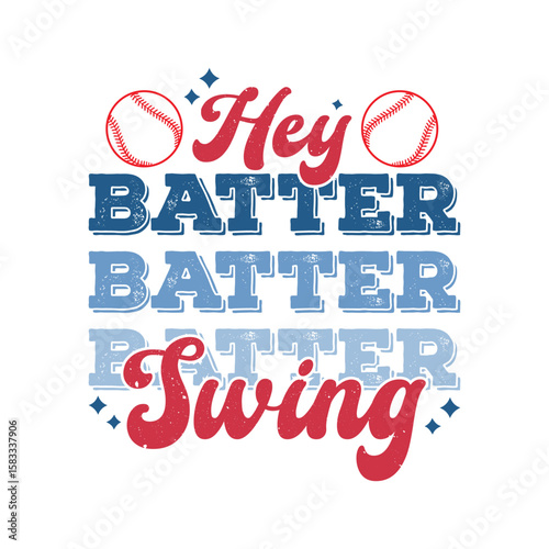 Hey Batter Swing. Modern Baseball Tee Logo Design. High Quality Sports Shirt Template.