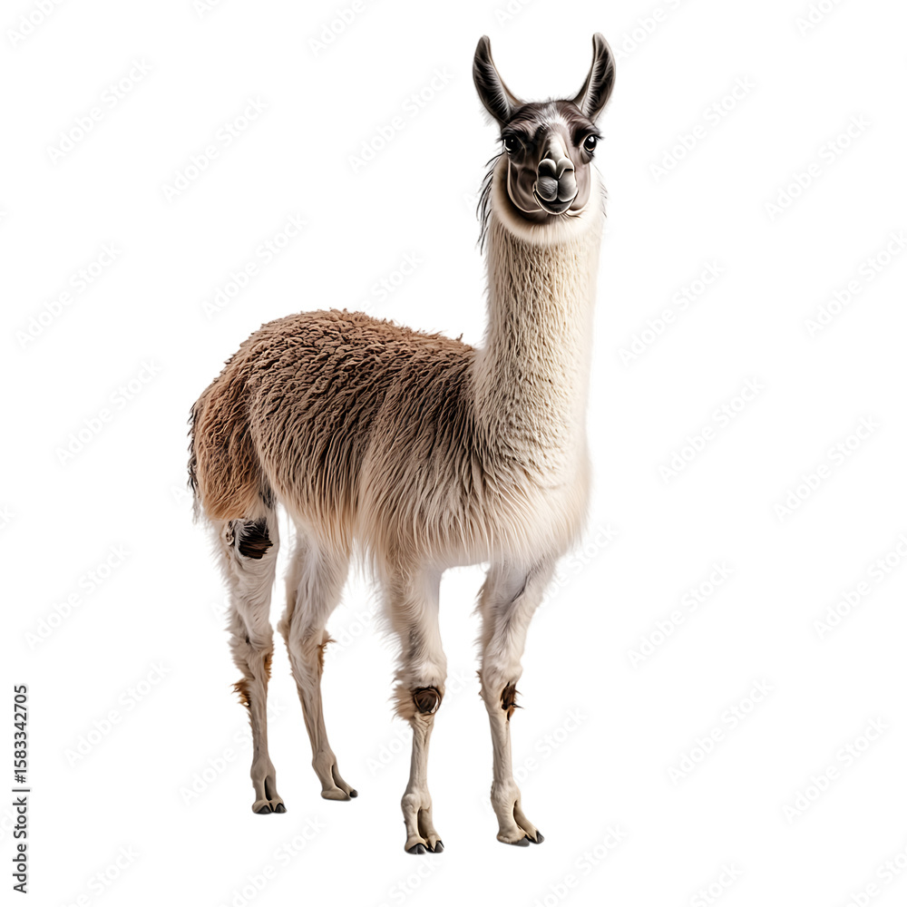 Naklejka premium Llama Majestic South American Camelid On Transparent Background