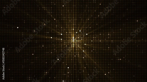 Flashing golden LED lights party background. Glowing disco video wall animation. Full HD and looping warm glittering gold LEDs motion background. 