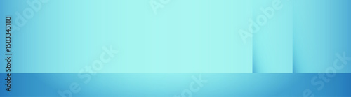blue gradient studio room design. Bright blue podium concept wallpaper. sky blue wall and floor surface backdrop for presentation, product showcase, mockup template.