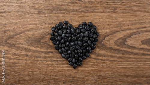 Black Sweet Basil Seeds Forming a Heart, Emphasizing Health and Affection