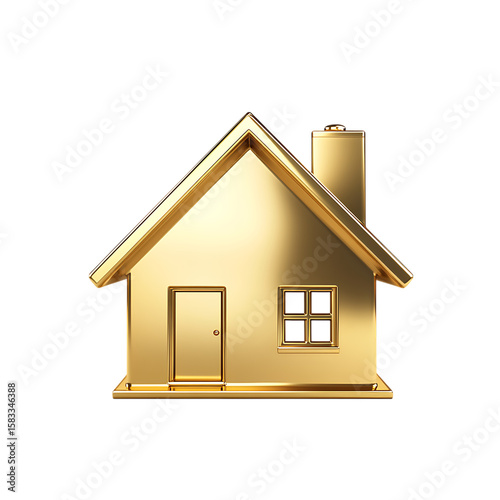 Golden House Icon Luxury Real Estate Symbol On Transparent Background
