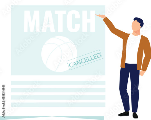 The boy is showing match cancelation notification.