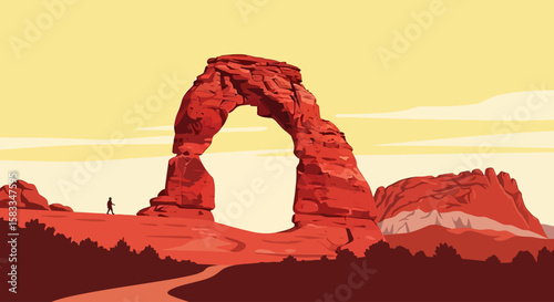 Colorado Arch at Sunrise A Stunning Colorado Day Under Arches National Park's Radiant Sunlight