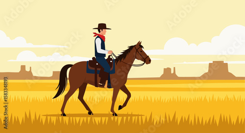 Colorado Day A Cowboy's Journey Across the Plains, an illustration of  western scenery and rustic charm.