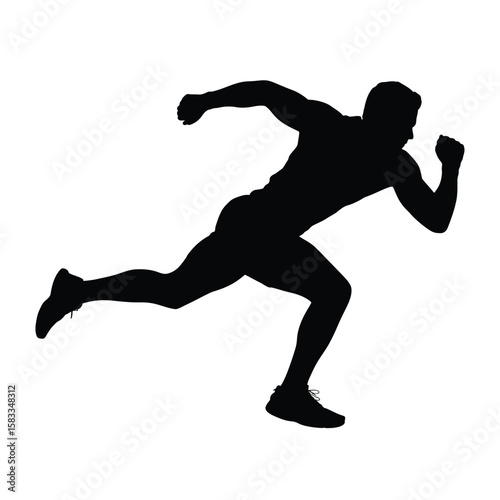Silhouette of a male athlete running with determination and speed