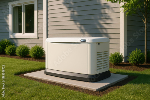 Standby generator providing backup power supply for house during emergency