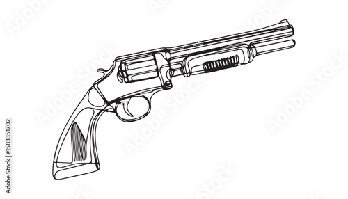Continuous one single minimal line drawing shotgun 
