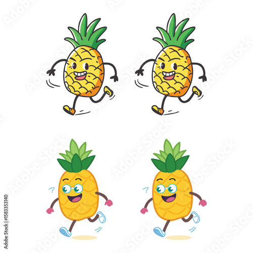 Running Pineapple Cartoon Characters