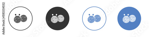 Wool ball icon. Simple illustration. black silhouette pack.