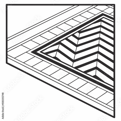 Vector art of a craftsman is laying a herringbone parquet floor pattern