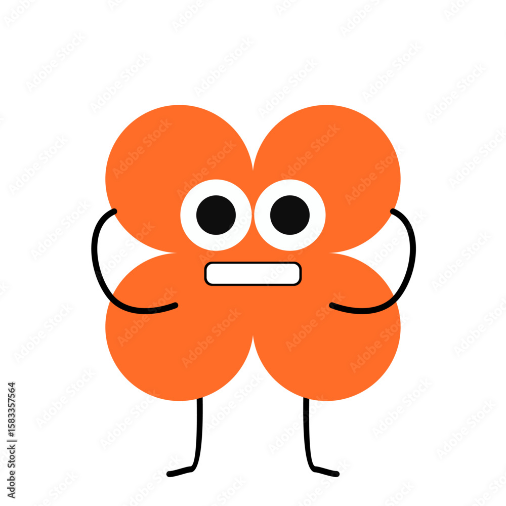 Obraz premium geometric shape with a brown cute face. cute geometric figure. basic shapes with eyes, mouth, and hands. cute happy smile cartoon illustration