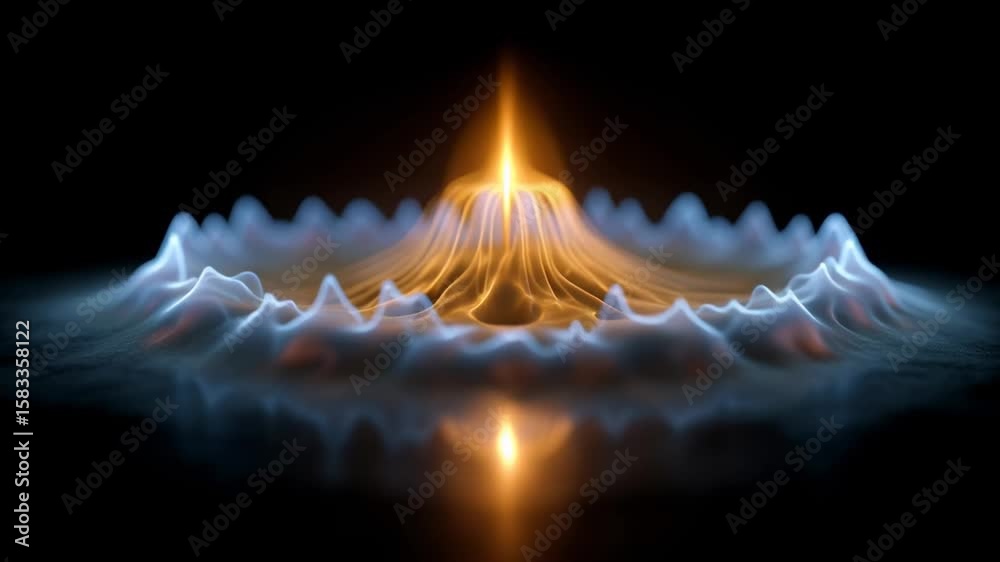 Mesmerizing Energy in Motion Stunning Visual Effect with Waves and Flames Radiating from Central Display of Dynamic Light