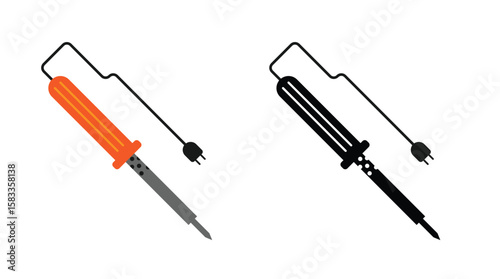 Soldering Iron Isolated on White. Technology and equipment to assemble electric parts vector art