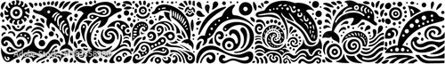 Hand-Drawn Dolphin Illustration, Marine Animal Tribal Folk Art Style Vector for Ocean Wildlife Themes Design
