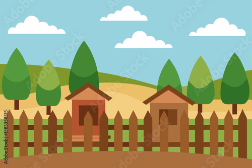 old wooden fences around garden filled village