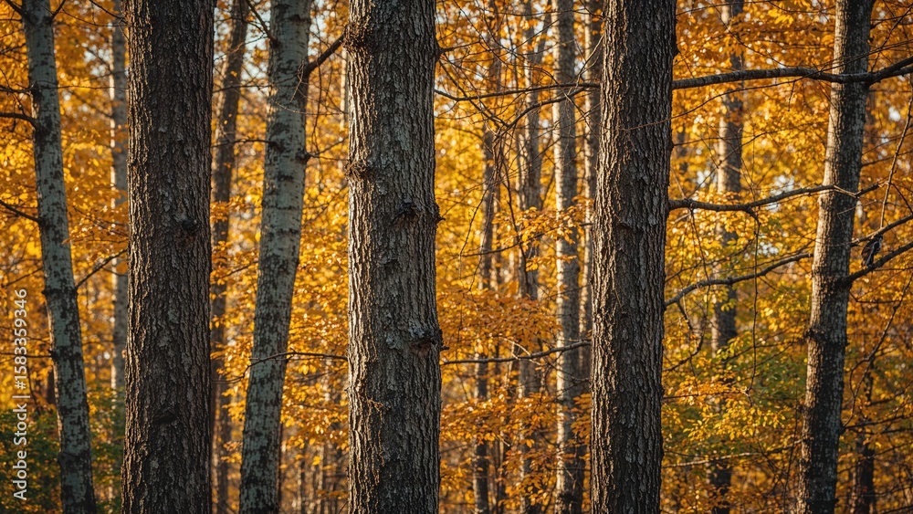 Fototapeta premium Fall season brown larch woodland