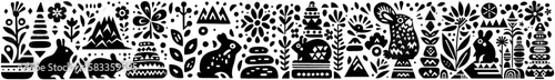 Hand-Drawn Pika Illustration, Mountain Animal Tribal Folk Art Style Vector for Alpine Wildlife Themes Design