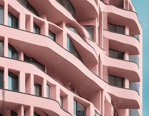 Abstract modern architecture Geometric clear pink building design background