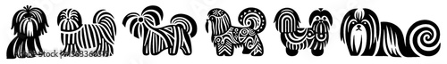 Hand-Drawn Shih Tzu Illustration, Small Dog Tribal Folk Art Style Vector for Pet Lover Themes Design