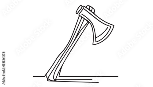 Continuous one single minimal line drawing axe 