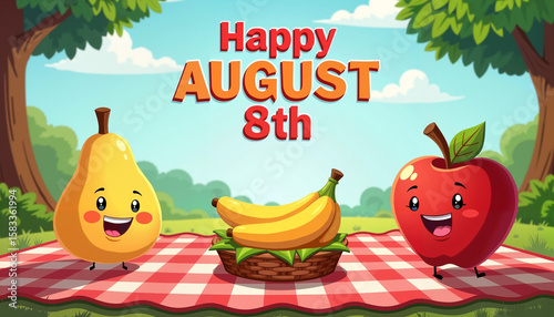 Cartoon fruits celebrating 