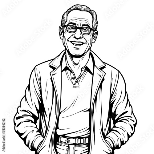 Senior man smiling in casual attire – Retirement happiness