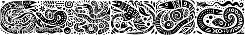 Hand-Drawn European Eel Illustration, Aquatic Animal Tribal Folk Art Style Vector for River and Ocean Wildlife Themes Design