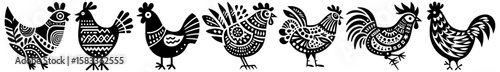 Hand‑Drawn Rhode Island Red Chicken Illustration, Tribal Farm Folk Art Pattern Vector for Agriculture and Backyard Poultry Theme Designs