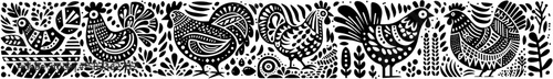 Hand‑Drawn Jersey Giant Chicken Illustration, Tribal Farm Folk Art Pattern Vector for Livestock and Rural Homestead Theme Designs