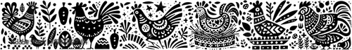 Hand‑Drawn Jersey Giant Chicken Illustration, Tribal Farm Folk Art Pattern Vector for Livestock and Rural Homestead Theme Designs