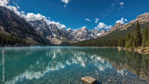 Crystal-clear lake situated in an elevated mountain basin