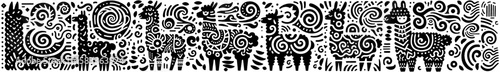 Hand‑Drawn Alpaca Illustration, Tribal Mountain Folk Art Pattern Vector for Farm and Wool Textile Theme Designs
