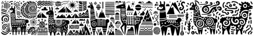Hand‑Drawn Alpaca Illustration, Tribal Mountain Folk Art Pattern Vector for Farm and Wool Textile Theme Designs