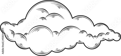 Clouds in hand drawn vintage retro style isolated on white background. Cartoon design elements. Vector illustration.