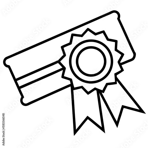 black and white certificate with ribbon clip art preview