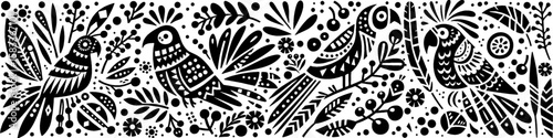 Hand‑Drawn Cockatoo Illustration, Tribal Tropical Folk Art Pattern Vector for Bird and Nature-Inspired Theme Designs