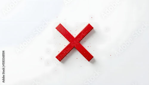 Flat red X mark icon on a white background. Minimalist and clean design, perfect for use in interfaces, alerts, or infographic elements.

