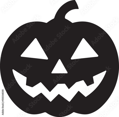 High Contrast Halloween Pumpkin Illustration Spooky Festive Black and White Vector Art for Seasonal Decoration and Design Projects, perfect for autumn.